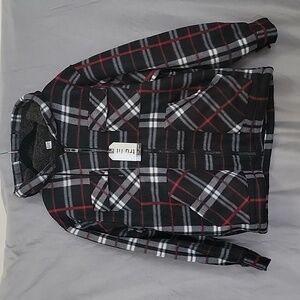 Warm Sherpa Lining Jacket with Drawstring Hood, Full Zip, 4 Pockets, Siz…